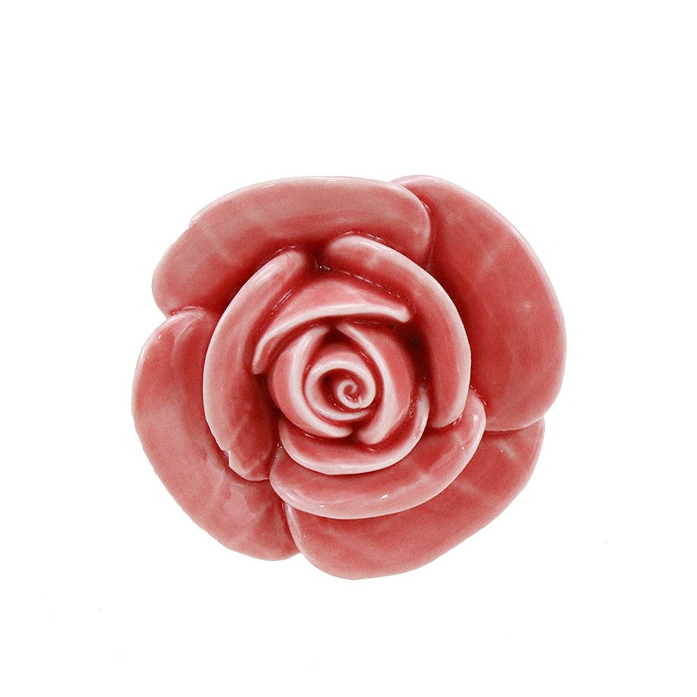 4pcs Peach Rose Flower Ceramic Knobs Cabinet Drawer Knobs Rose Door Pull Hand...