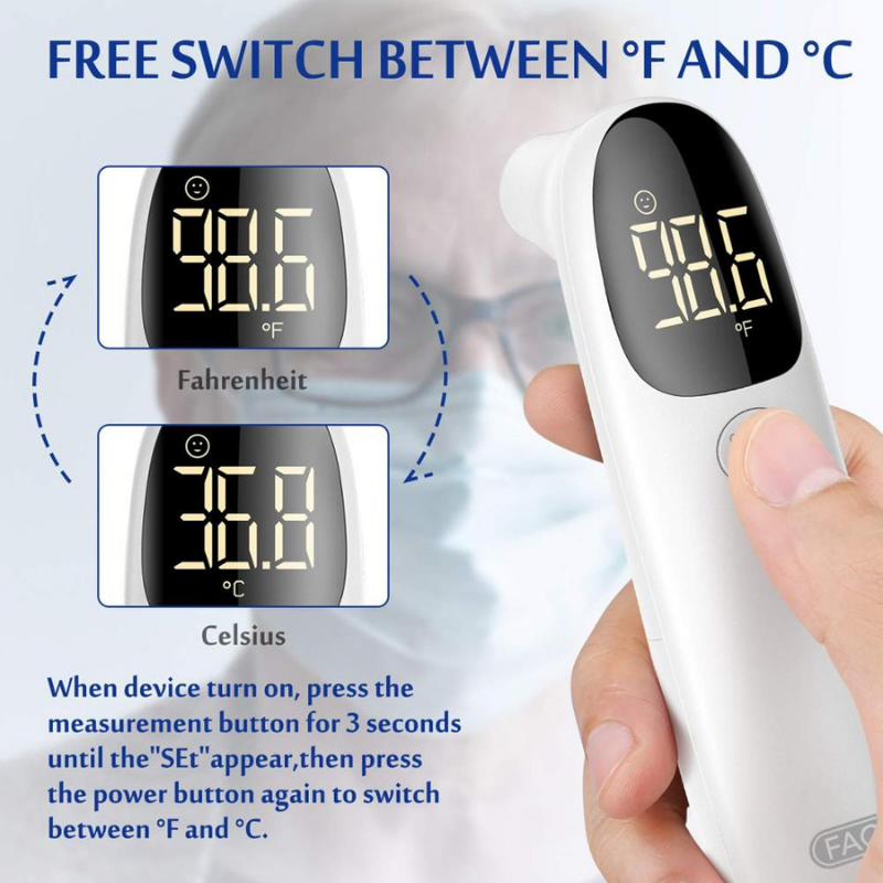 Infrared Digital Non-Contacted Ear & Forehead Temperature Thermometer