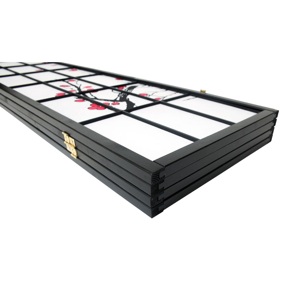 4, 6, 8 Panel Plum Blossom Screen Room Divider White & Black Frame
