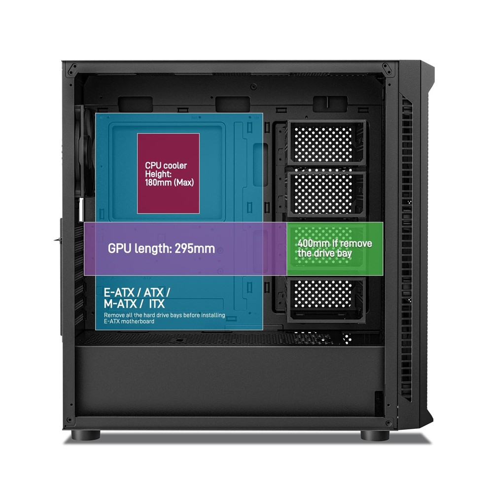 DARKROCK Classico Max Storage Master E-ATX Computer Case with 4x120mm Black Fan,