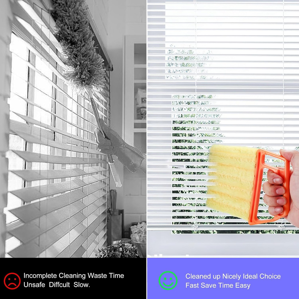 4pcs Window Venetian Blind Cleaner Duster Tool, Include 2pcs 7 Finger Blind