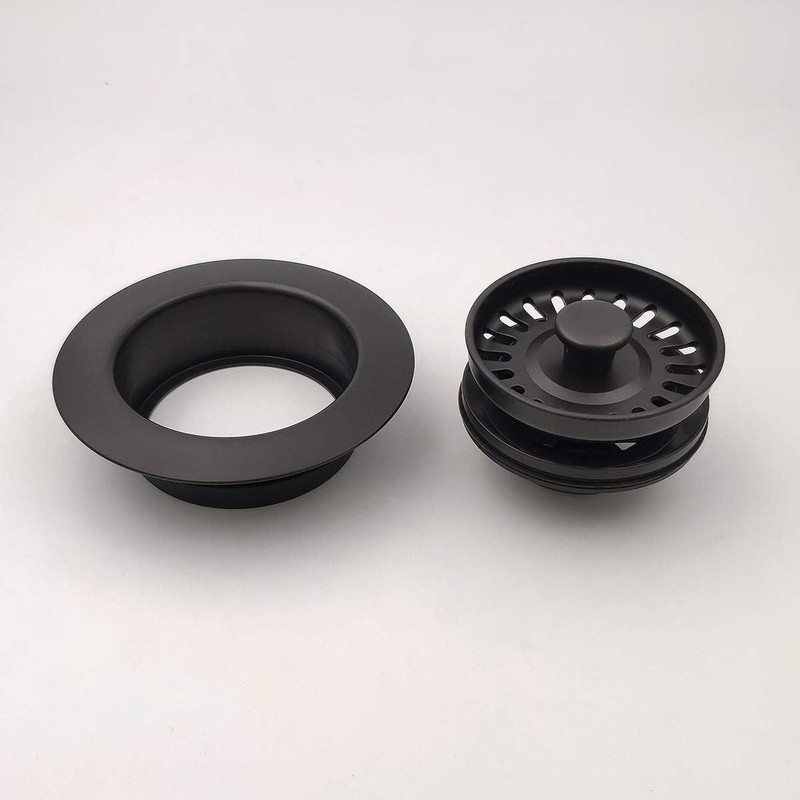 Matte Black Garbage Disposal Flange Removable Strainer Durable ABS Easy Install