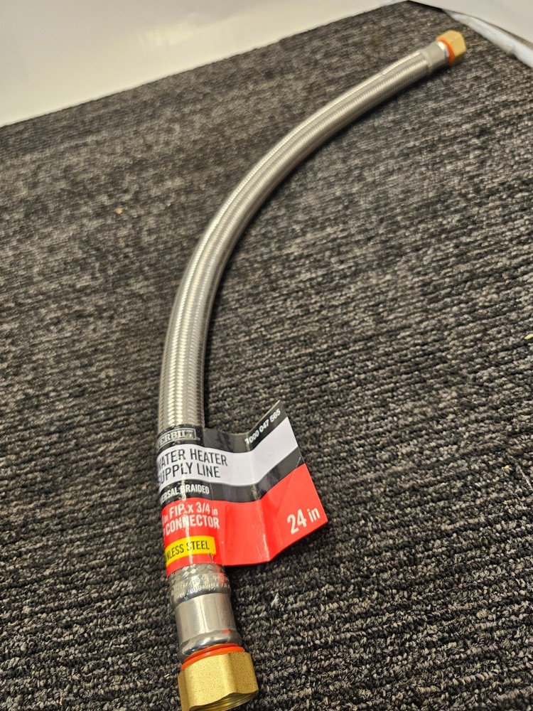 (QTY 2) Everbilt 1000 047 565 Water Heater Supply Line 3/4" x 3/4" x 24"