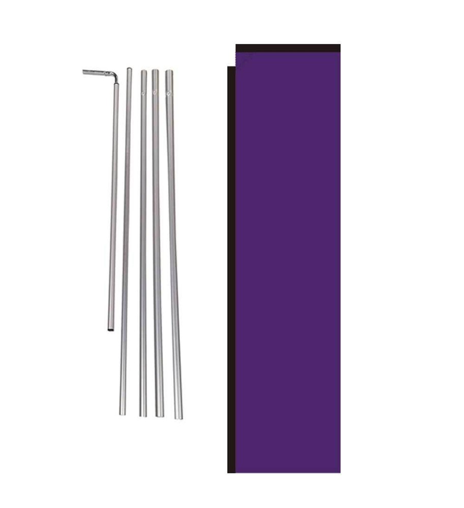 Solid Purple  15' Advertising Rectangle Feather Banner Flag w/ pole+spike