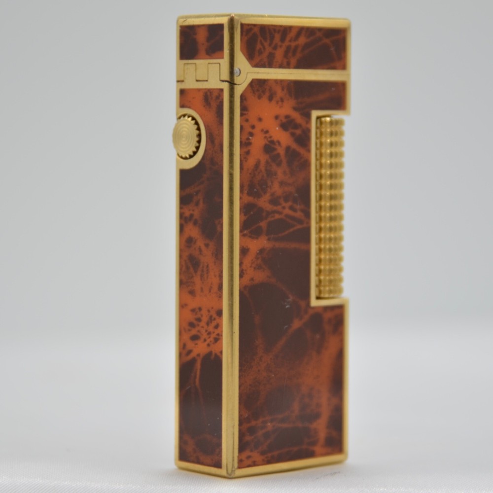 Dunhill Rollagas Lighter Laquer-Brown Shell-Ultrasonically cleaned_Working