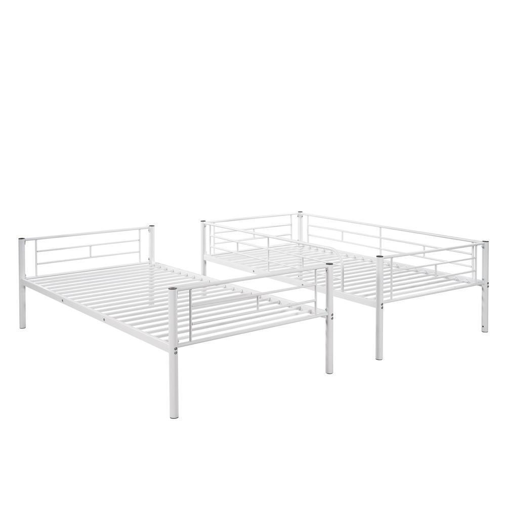Modern Manhattan Twin-over-Twin Bunk Bed With Solid Stability Metal Frame White