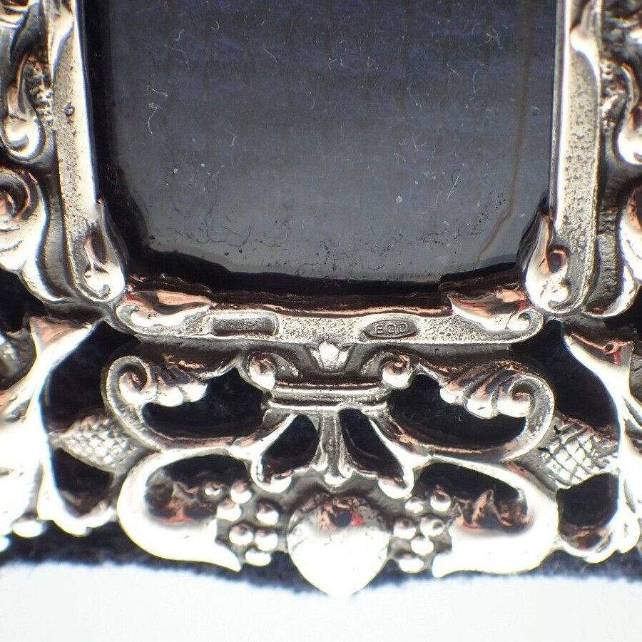 Ornate Small Picture Frames Pair Italian 800 Silver