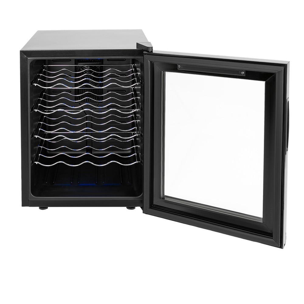 Black Wine Fridge 48L 20-Bottles Small Wine Cooler Rectangular Wine Cellar 110V