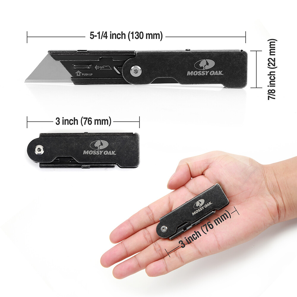 MOSSY OAK 2 Pack Folding Pocket Utility Knife Set Quick Change Blade Frame Lock