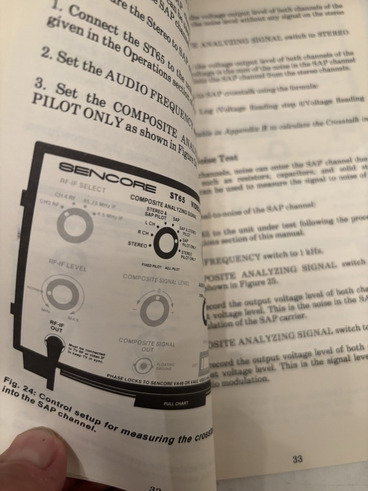 Sencore ST65 Video analyzer stereo TV adder - OPERATION & APPLICATION MANUAL