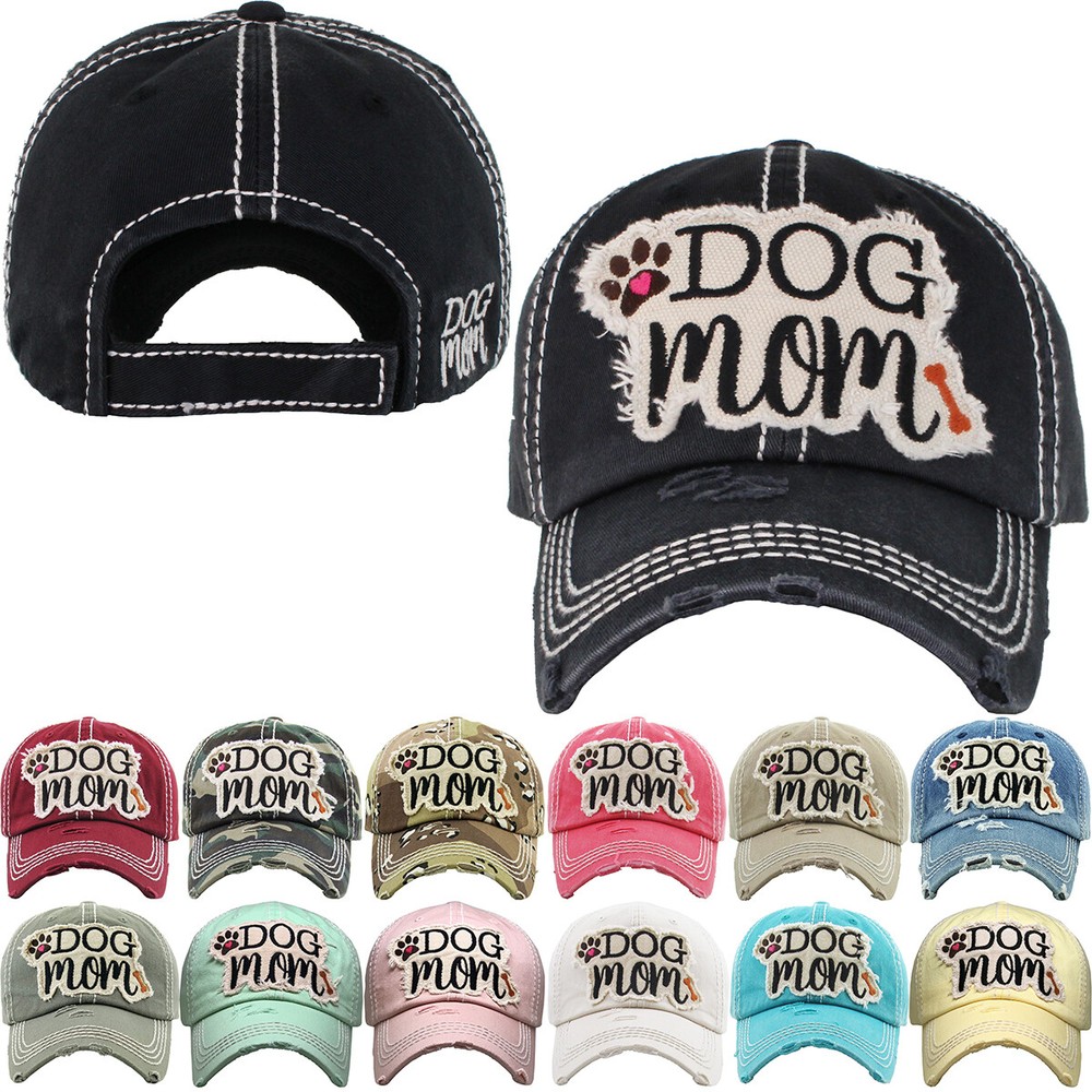 Dog Mom Vintage Distressed Adjustable Baseball Cap Hat