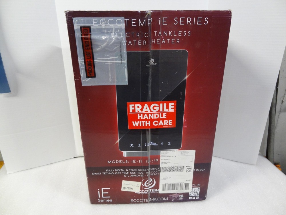 New NIB Eccotemp iE-27 27KW 3.5 GPM Electric Tankless Water Heater Black 240V