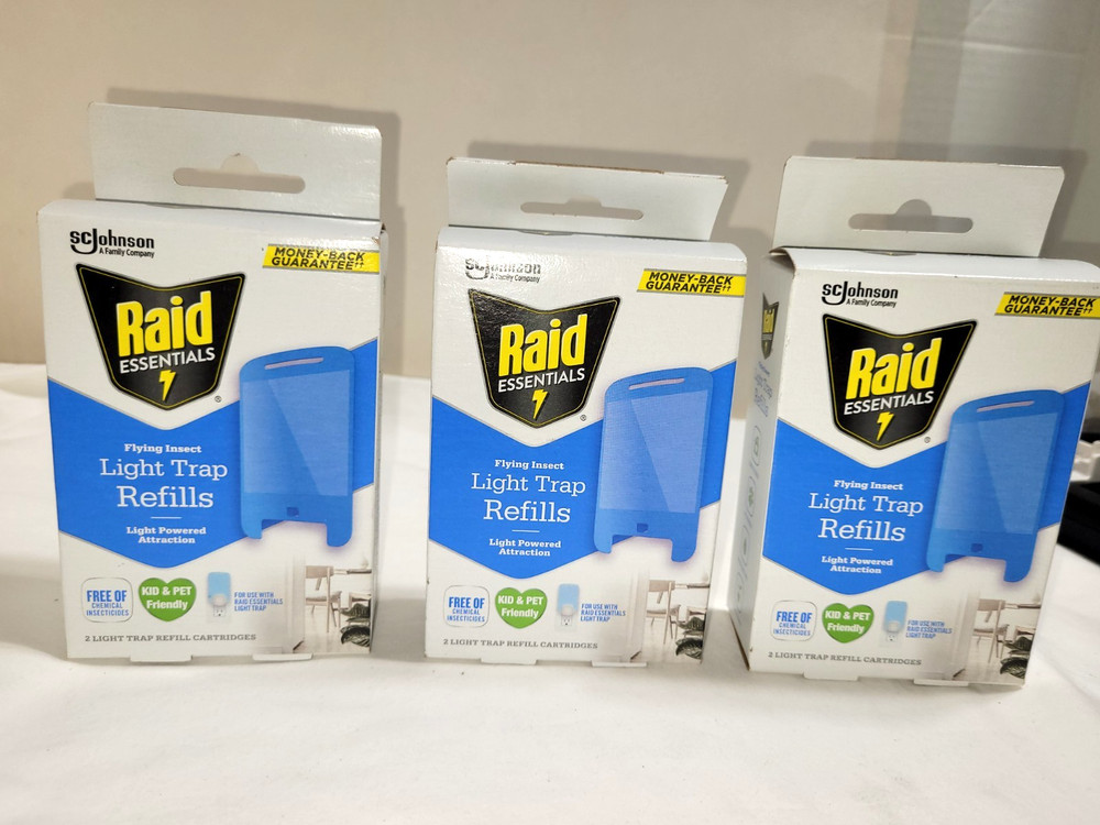 3 Packs Raid Essentials Flying Insect Light Trap Refills 6 Total Traps 2each Box