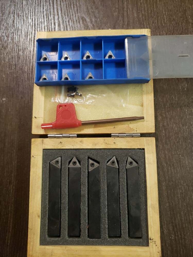 5 pc 3/8" Lathe Indexable Carbide Insert+Turning Tooling+9 Tips Set