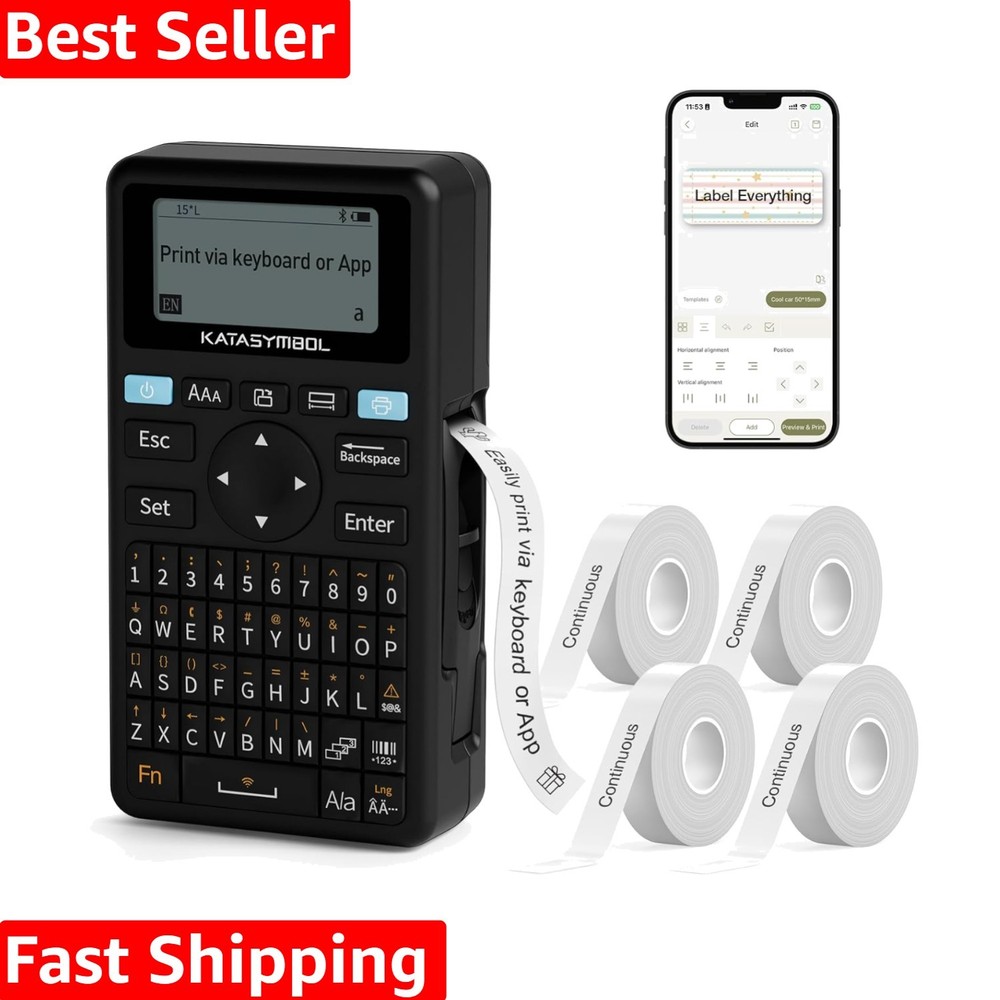 E11 Bluetooth Label Maker Machine with 4 Tapes, Support Keyboard & App with 4...