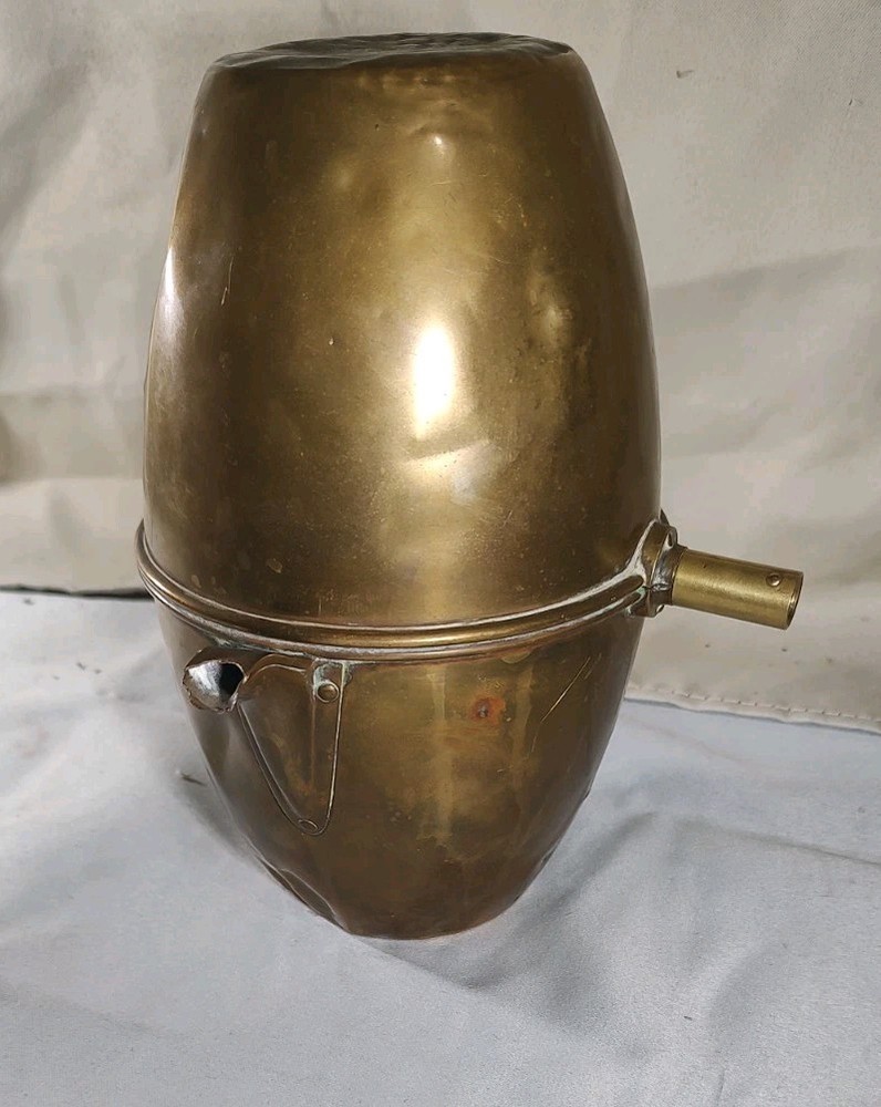 Vintage Coffee Pot: Solid Brass Tin Lined Interior European