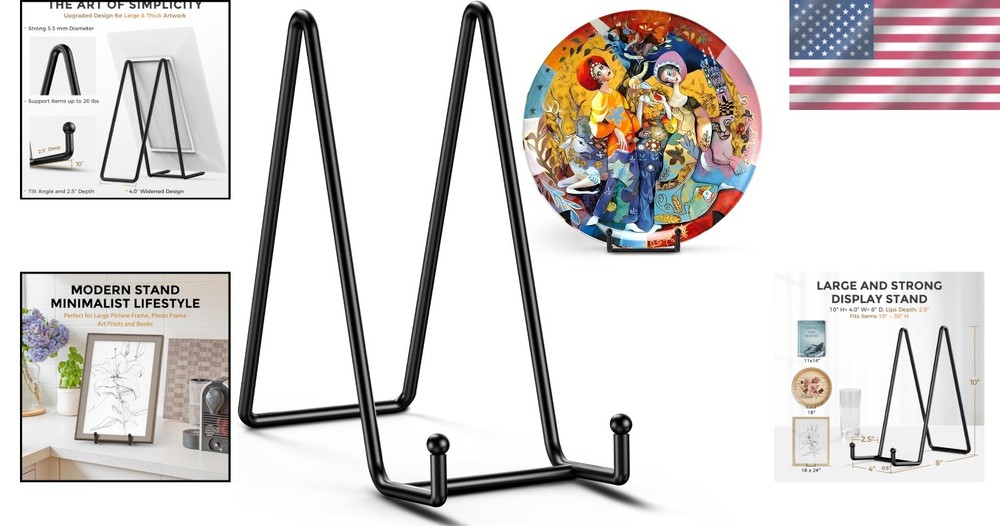 4 Pack 10 Inch Wrought Iron Plate Holders - Secure & Stylish Display
