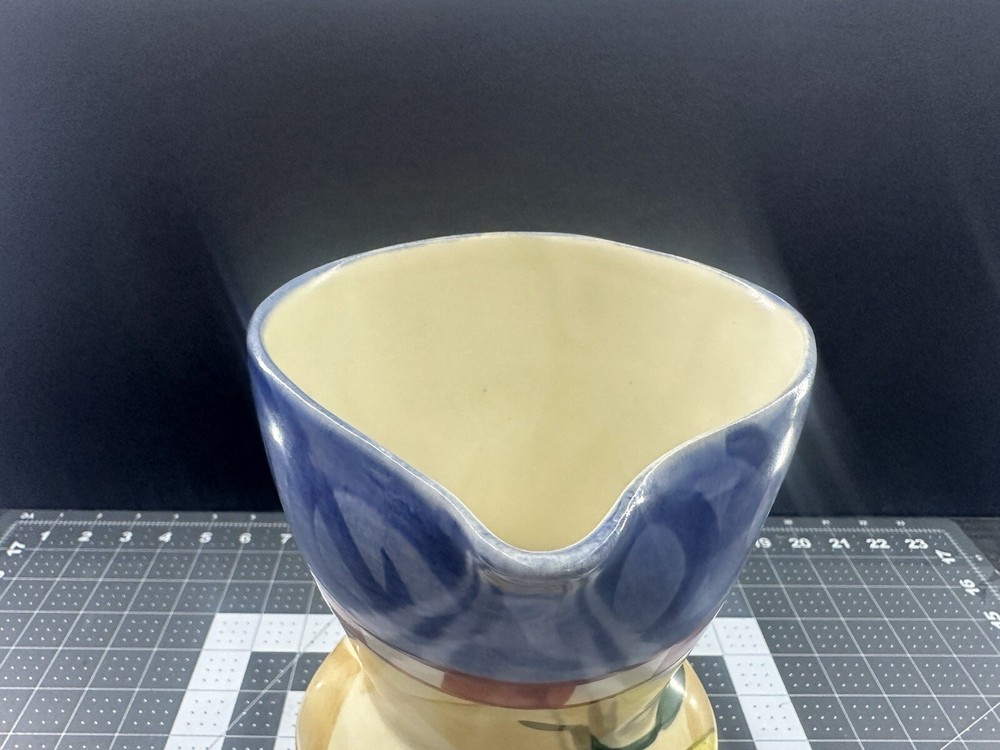 Ceramic Pitcher Checkboard Lemons Hand Painted For Lemonade Drinks Punch