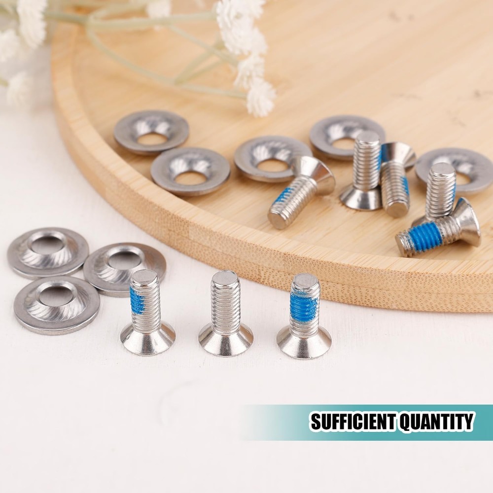 Snowboard Binding Screw Set, Stainless Steel Medium, silver, blue