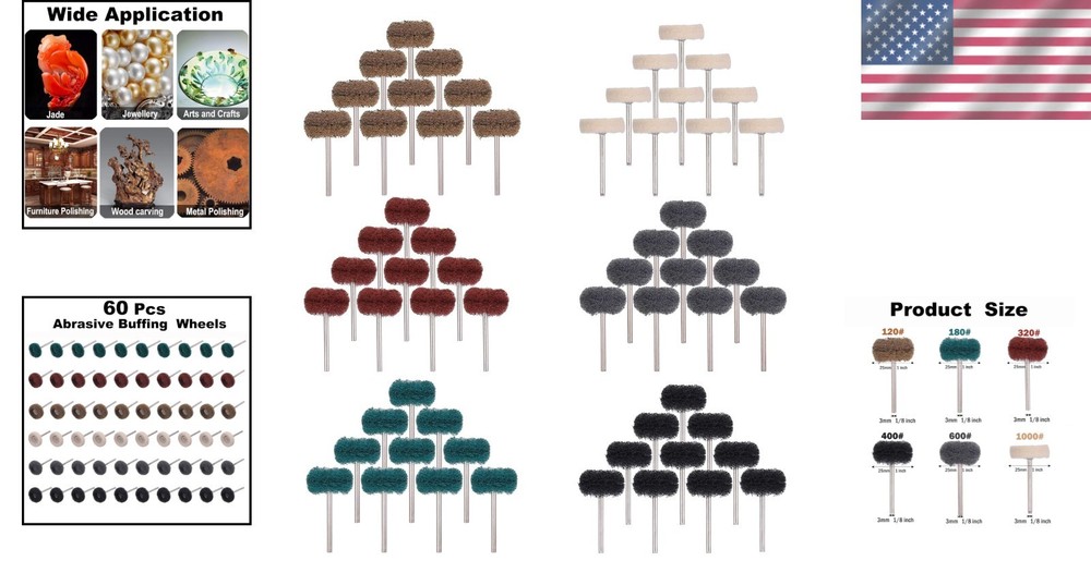 Ceramic Buffing Polishing Wheels - 1" Diameter, 60 Pack for Rotary Tools