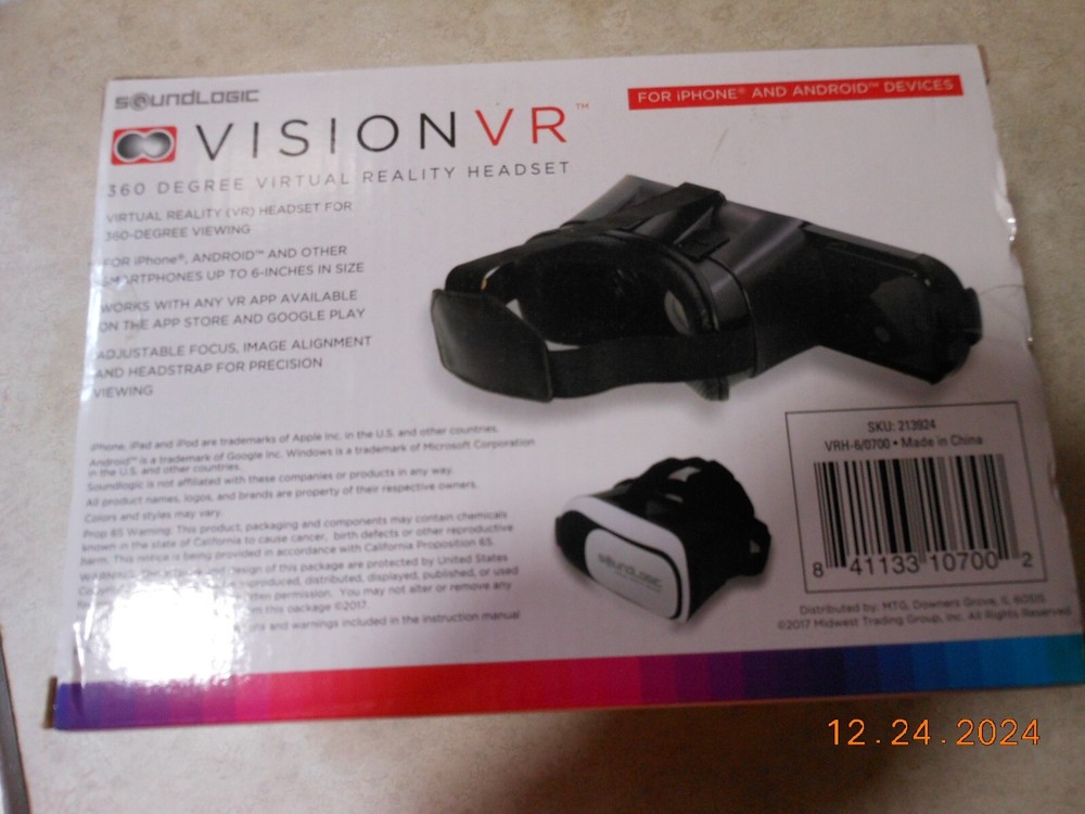 Soundlogic Vision VR 360 Degree Virtual Reality Headset - iPhone & Android FS