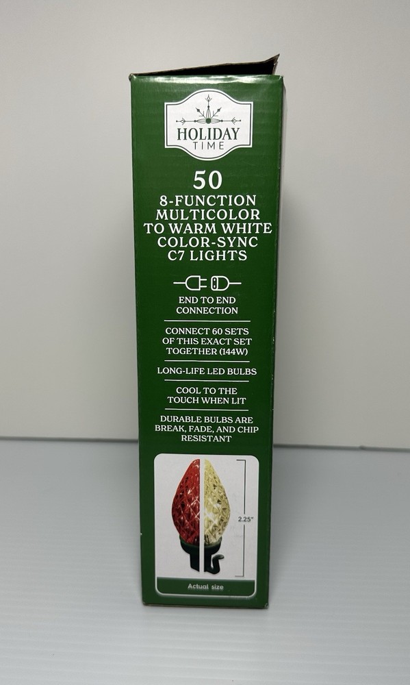 Holiday Time 50-Count 8-Function Multicolor to Warm White Color-Sync LED C7
