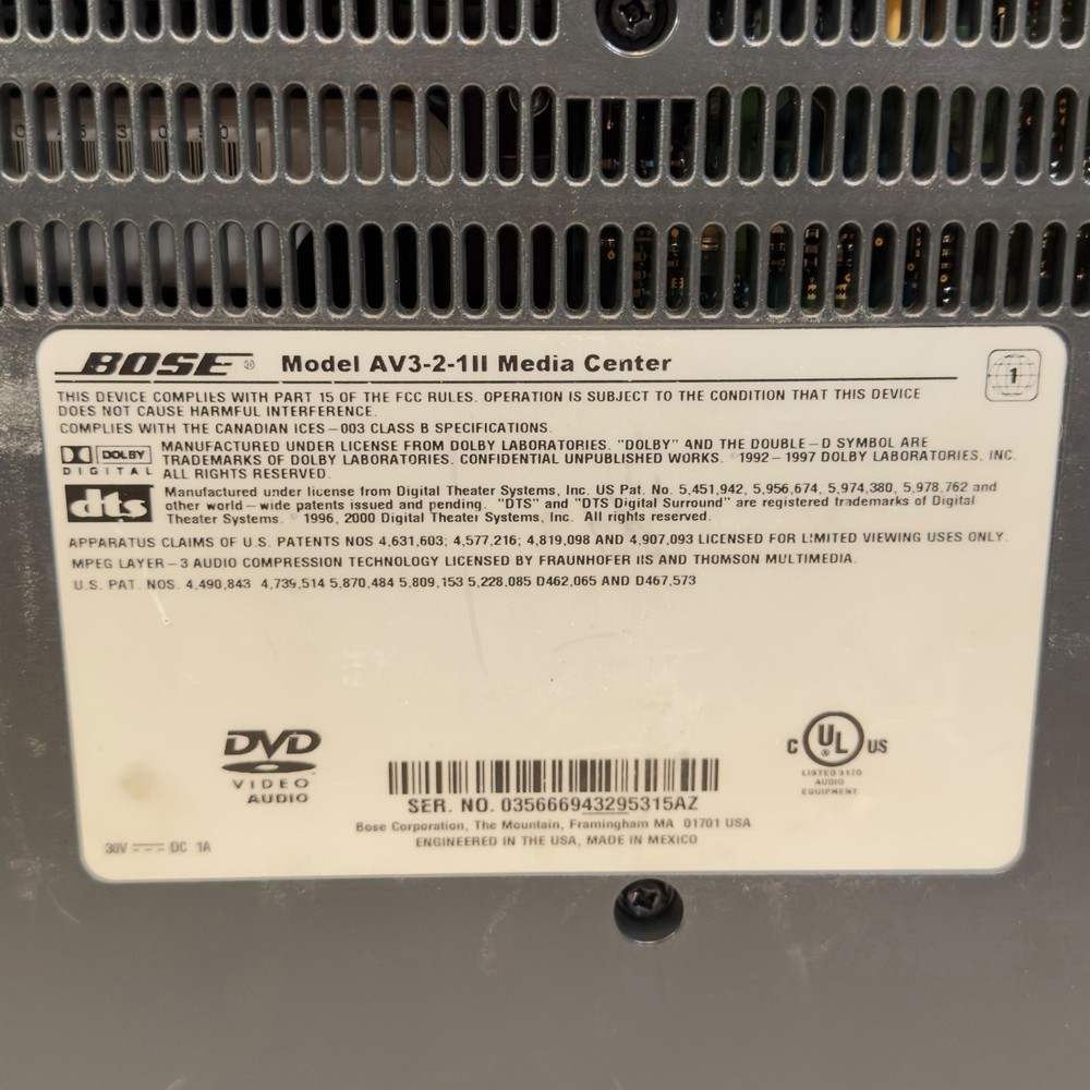 Bose AV 3-2-1 Series II Media Center Console Only