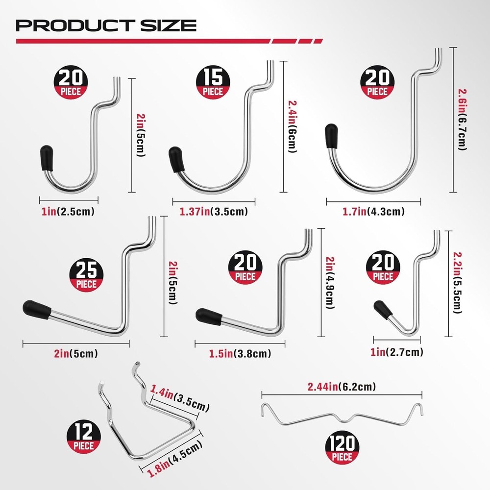 300-Piece Pegboard Hook Set for Tool Organization, Garage, Workshop, and Storage