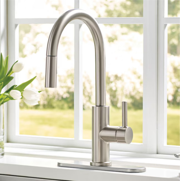allen + roth Harlow Stainless Pull-down Faucet w/ Sprayer & Deck Plate