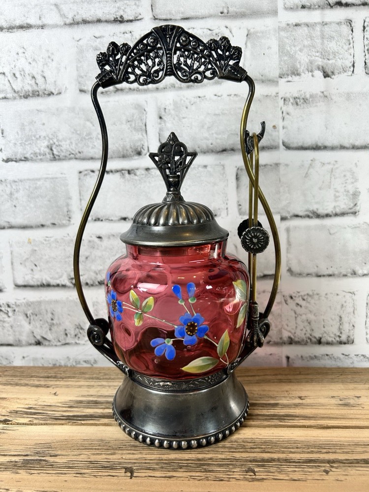 Antique Victorian Hand Painted Victorian Pickle Castor