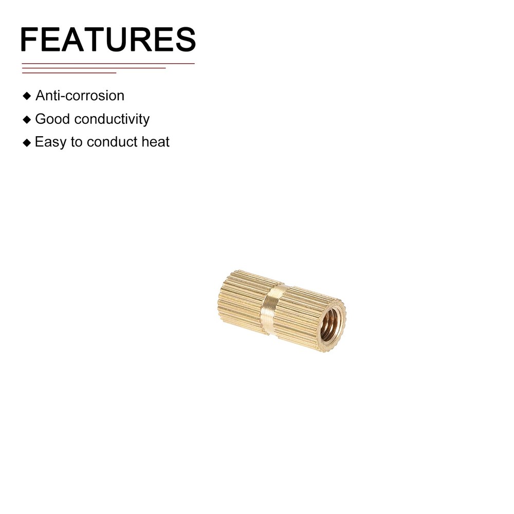 M5x16x7mm(IDxLxOD) Knurled Insert Nuts - 30 Pack - Good for Plastic Shells