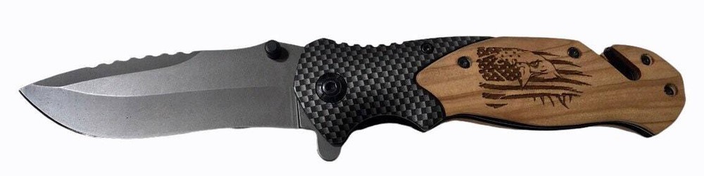 Handmade Eagle Flag Engraved 8" Blade Folding Pocket Knife Custom Design
