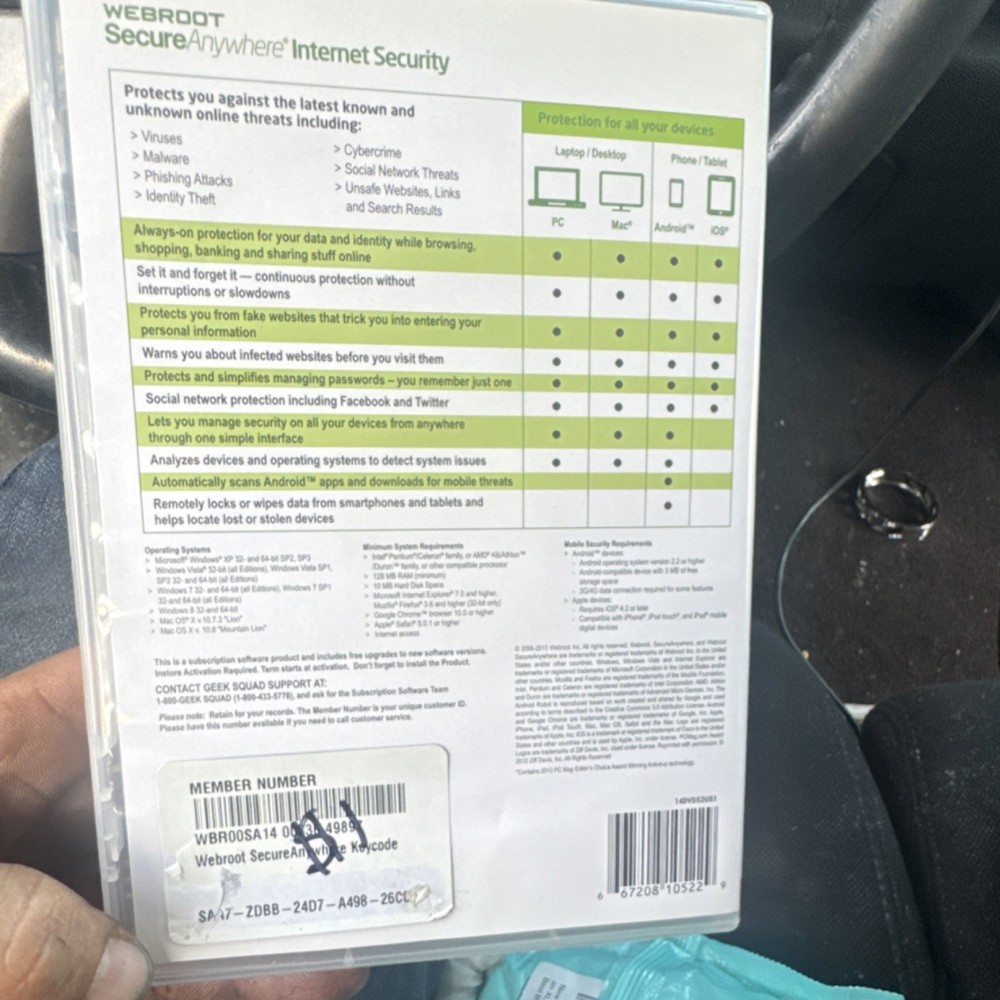 Webroot SecureAnywhere Internet Security 3-Device DVD for Windows/Mac/Android