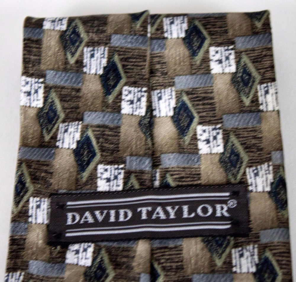 David Taylor Men's Polyester Tie Multiple Color Geometric