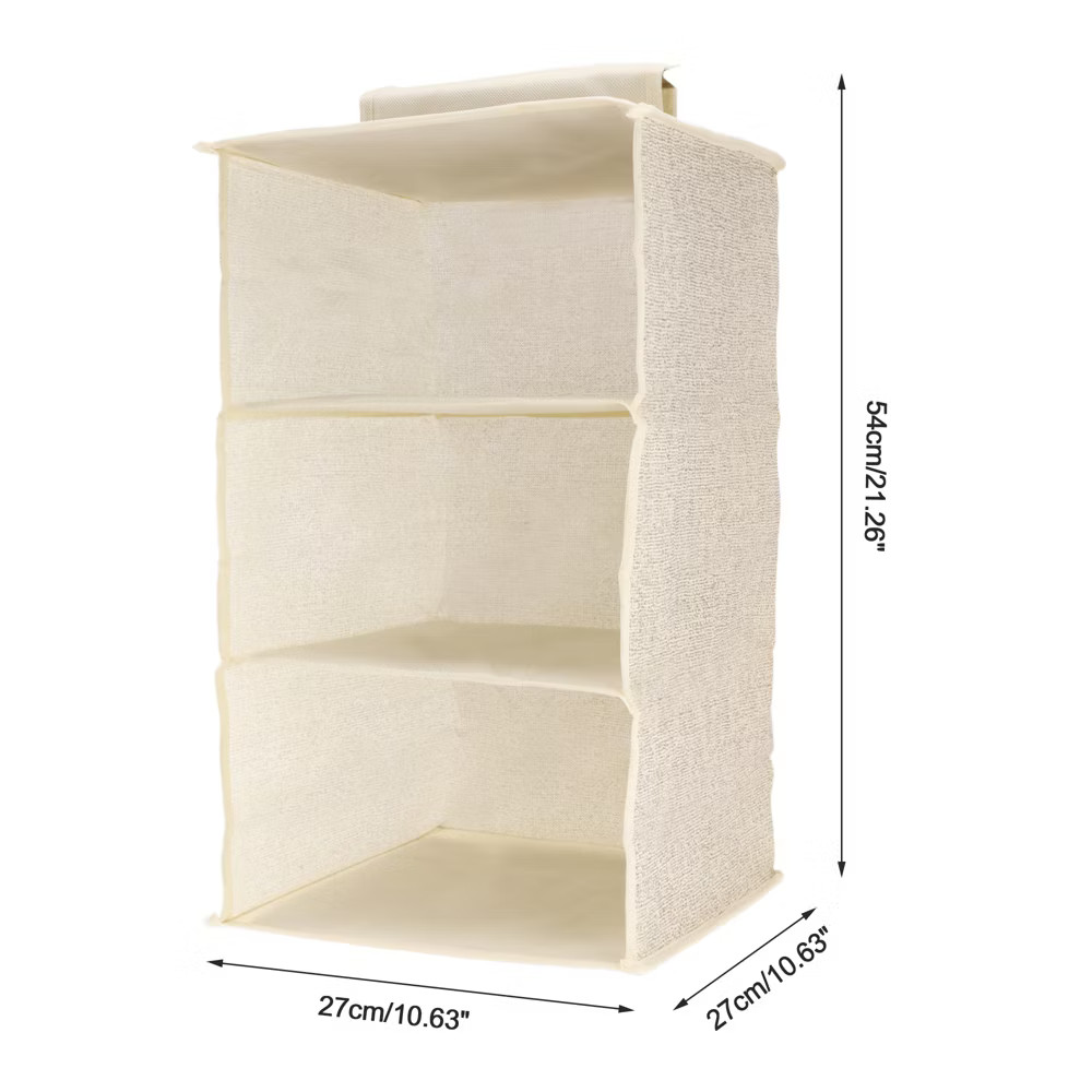 Unique Bargains Closet Organizer 1 Pc Beige Three-Tier