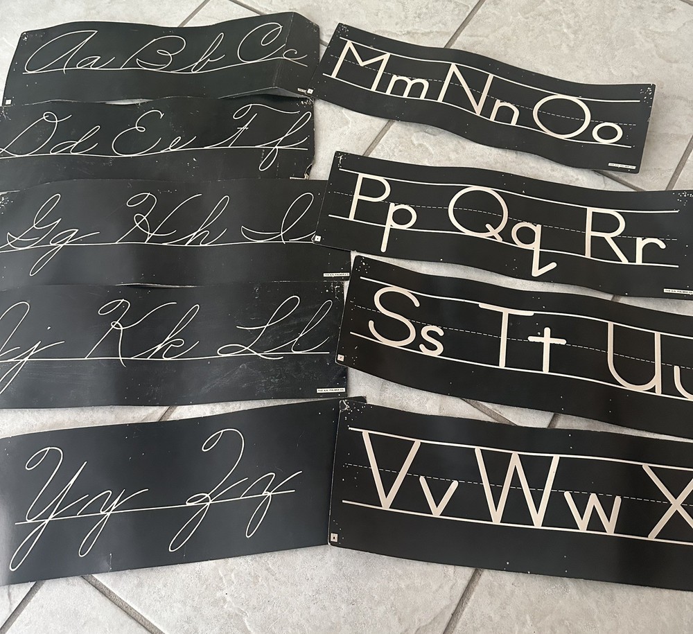 Vintage Classroom CURSIVE WALL CARDS Letters COMPLETE