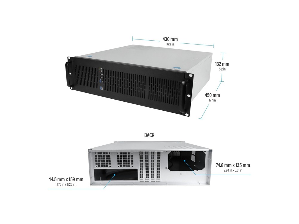 Rosewill 3U Server Chassis Rackmount Case, 6X 3.5 Bays, E-ATX Compatible, 2X ...
