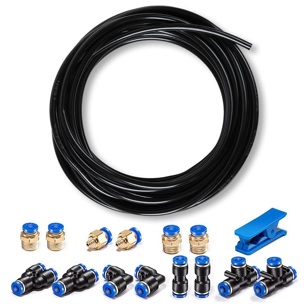 Pneumatic Tubing Black PU Air hose Pipe Tube Kit 6mm OD 4mm ID 39.4ft/12 Mete...