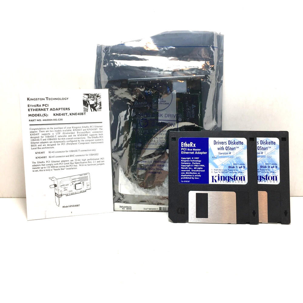 Kingston EtheRx PCI Ethernet Adapter KNE40BT instructions drivers diskettes