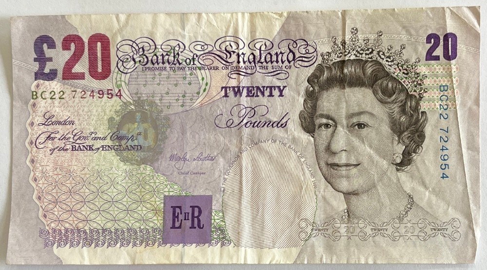 2022 English 20 Pound banknote