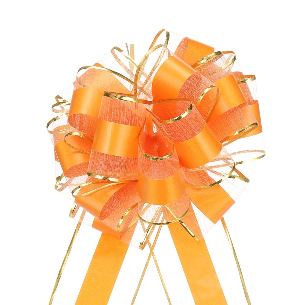 5pcs 6 Inch Large Big Pull Bow Car Gift Wrapping for Wedding Baskets, Orange