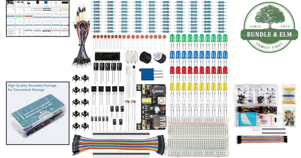 Beginner-Friendly Electronics Kit: Breadboard, Power Supply, Jumper Wires, LED