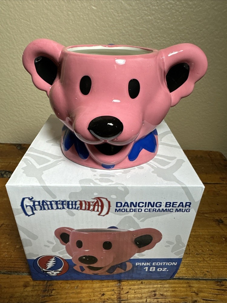 Grateful Dead Dancing Bear Ceramic Mug. Pink