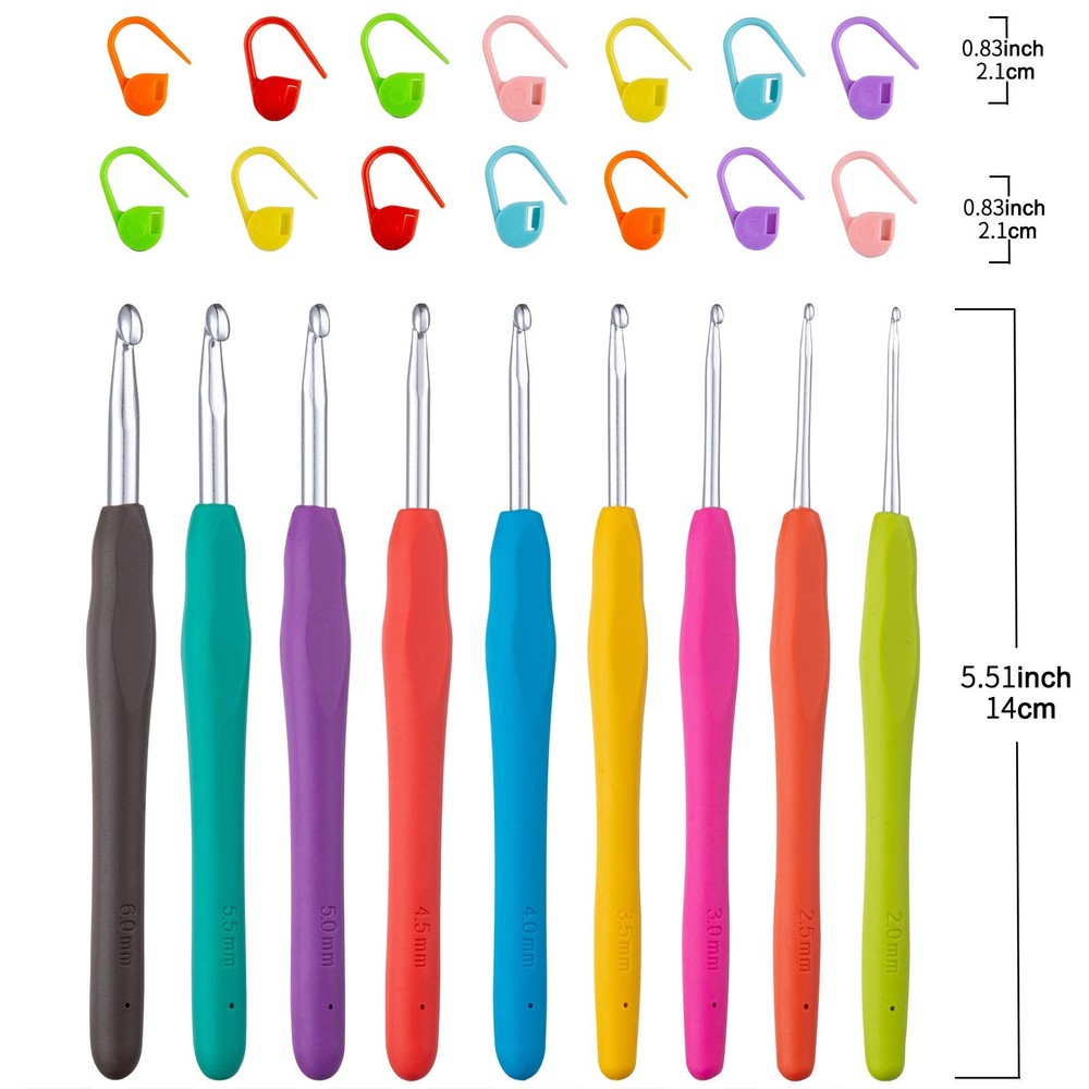 23-Piece Crochet Hook Set, Ergonomic Handle for Arthritic Hands, Comfortable