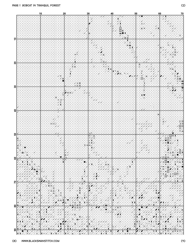 Bobcat in Tranquil Chart Counted Cross Stitch Pattern Needlework 1401