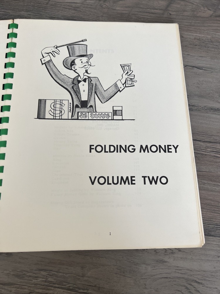 Folding Money Volume Two Magic Trick Book 1968 Magicican Performance