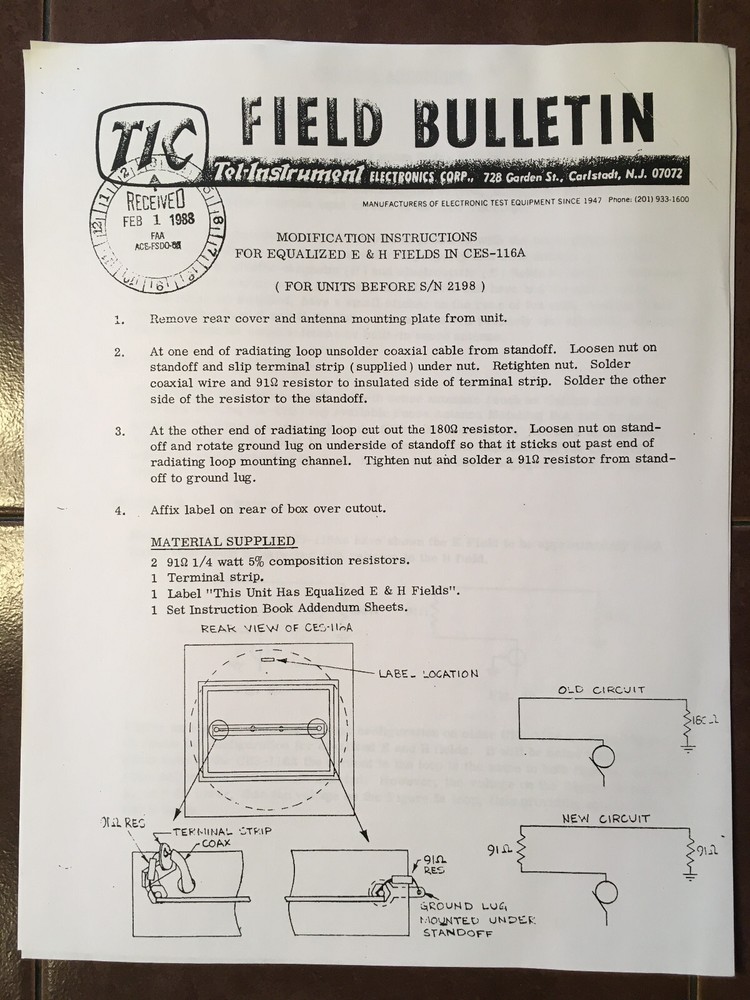 TIC Tel-Instrument CES-116A ADF Loop Box Ops, Service Manual