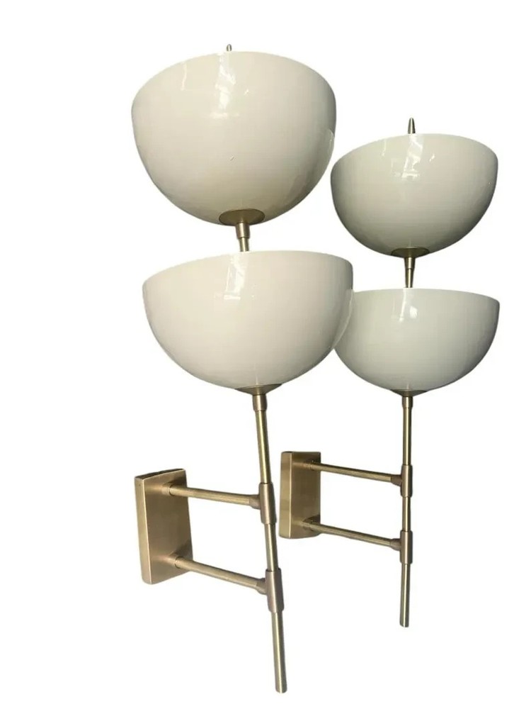 Brass & White Dome Wall Sconces: Modern Minimalist Vanity Lighting