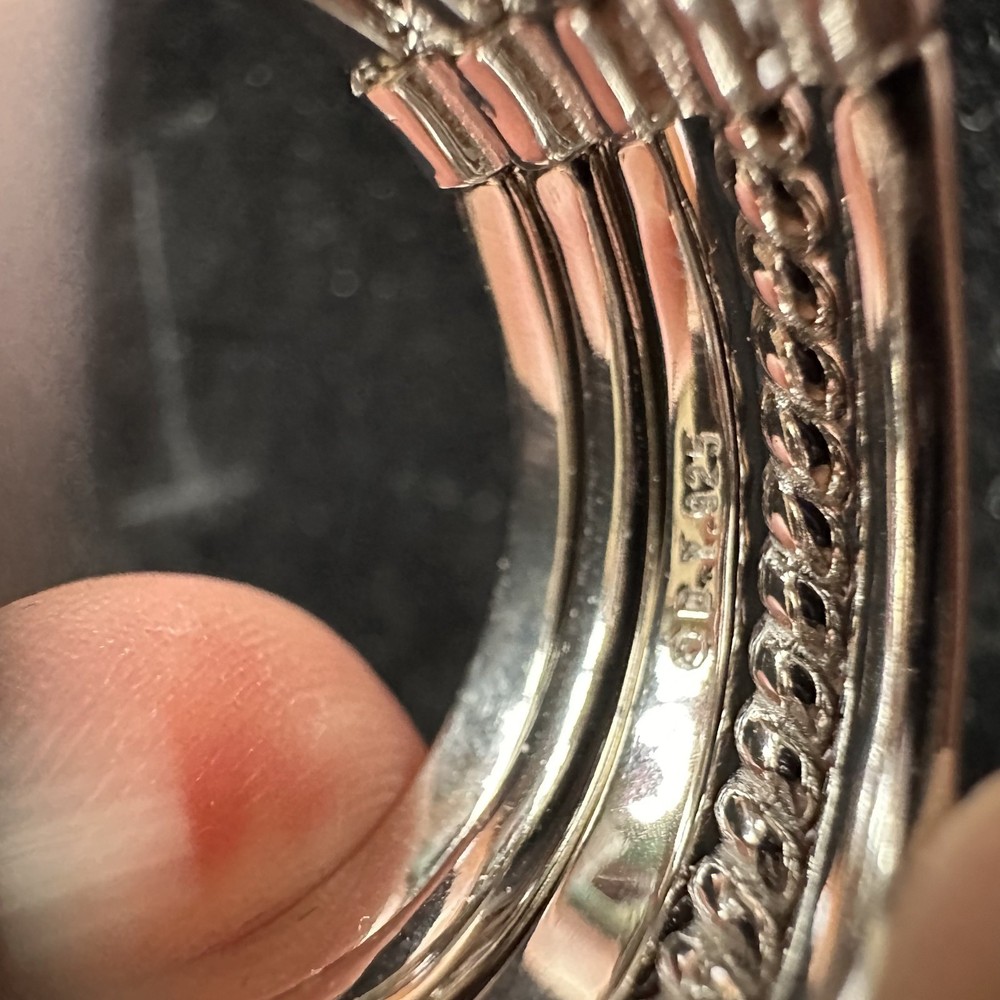 DAVID YURMAN 925 Sterling Silver Blue Topaz Cable Stack Ring size 8