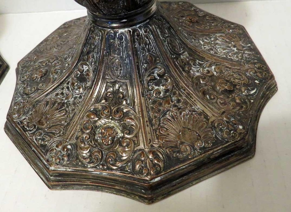 Pair Barbour Silver Plate Candlesticks #3974 – Octagonal Repoussé